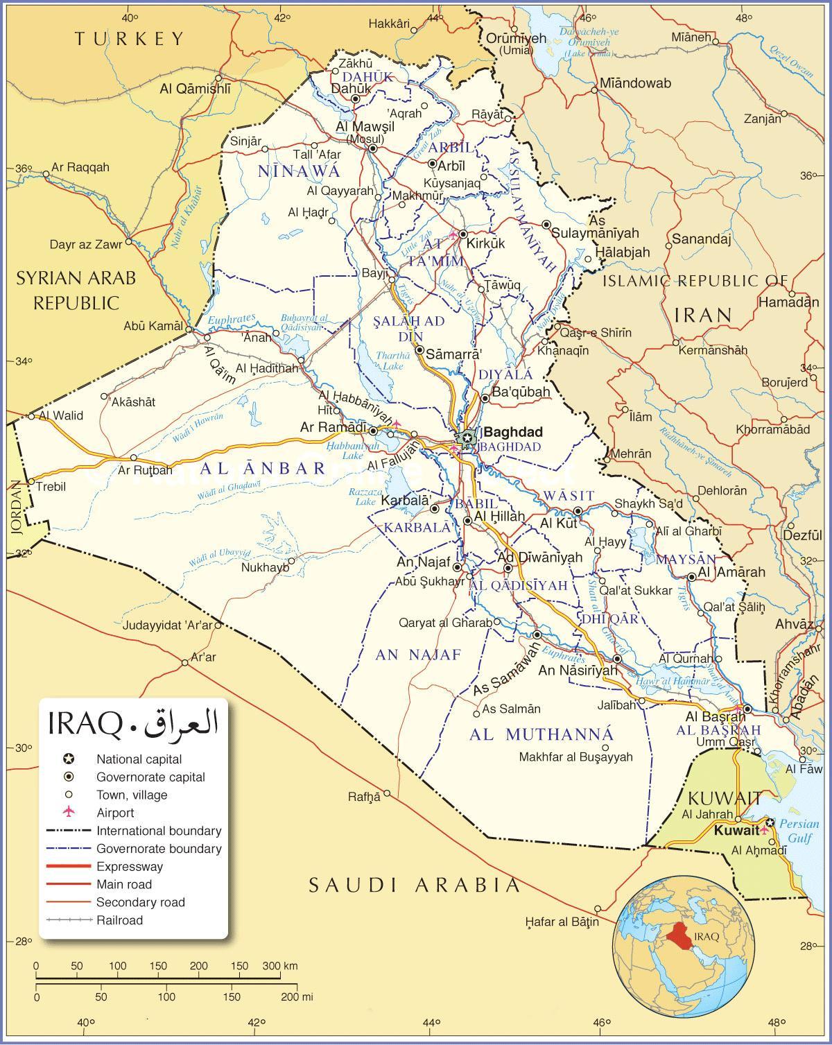 Карта Ирака путева